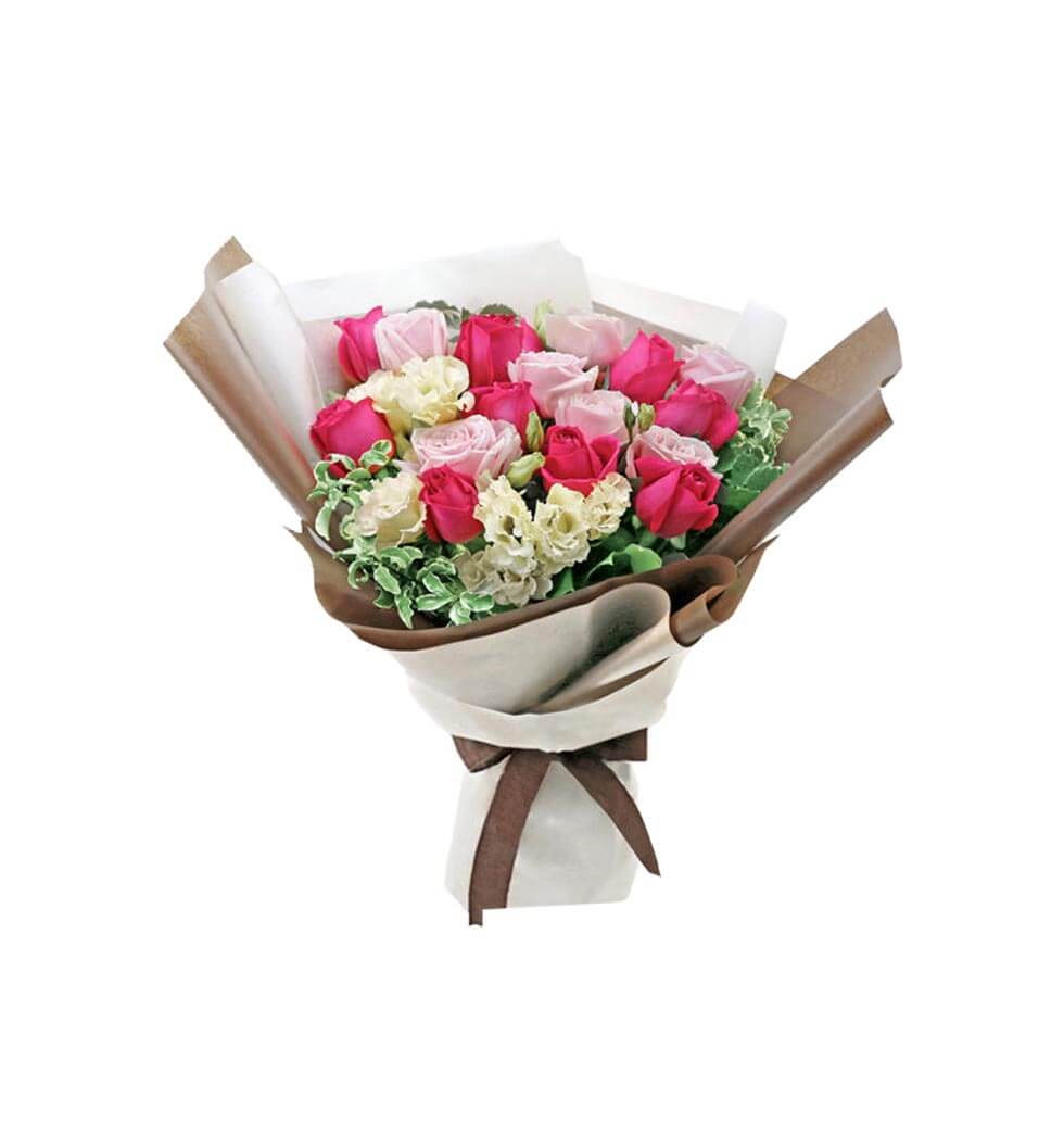 The Fresh and Young Eustoma and Pink Roses bouquet......  to flowers_delivery_ma tau wai_hongkong.asp