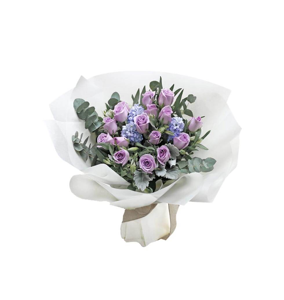 A special flower bouquet of 15 stems purple rose h......  to new territories main_florists.asp