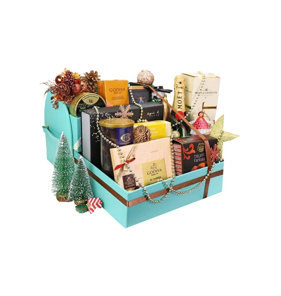 This hamper is wrapped in a gold gift box with bea......  to jardines lookout_florists.asp