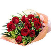 Beautiful bouquet of red roses around formatted with various sheet materials. 10...