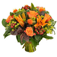 Lovely bouquet of deep orange tones and beautiful greenery. A success for any oc...