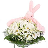 Splendid Bloom Vase With Pink Bunny