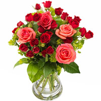 Magnificent Arrangement of Roses in Glass Vase