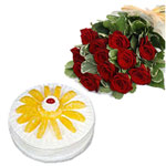 Tempting Vanilla Cream Cake with 12 Roses