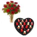 1 Dozen red roses with greenery in a vase with  He......  to escalante_philippine.asp
