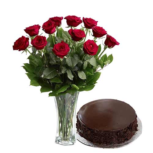 1 dozen red roses in a vase with home made chocola......  to Tabaco_philippine.asp
