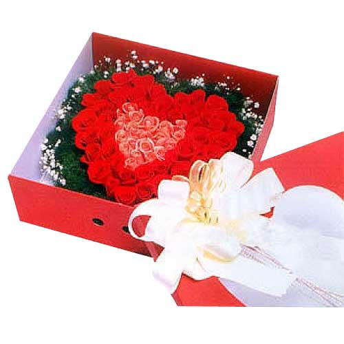 Heart shaped basket full of roses, choice of red, ......  to cotabato