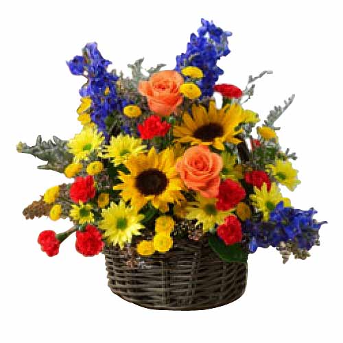 Mixed Fresh Flowers in a Basket.<br>- Sunflowers<b......  to San Jose_philippine.asp
