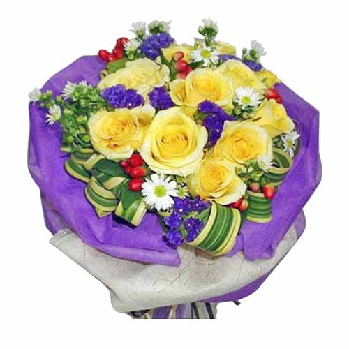 Delightful Mix of Yellow Roses & Greeneries<br>- O......  to Digos_philippine.asp