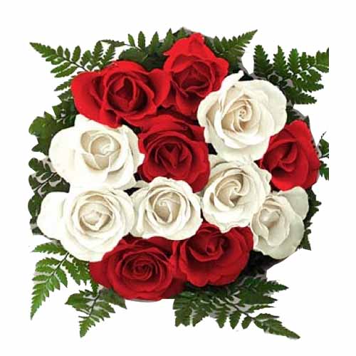 One dozen red & white mix roses in a bouquet.......  to pagadian_philippine.asp