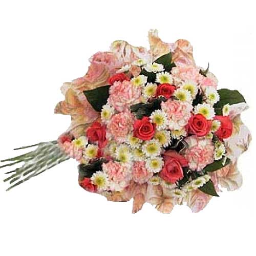 Hand tied bouquet of pink carnations white button ......  to Panabo_philippine.asp