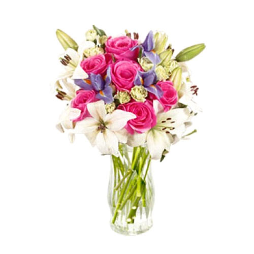 Combination of 6pcs Pink Roses & 3 White Lilies in......  to Tabaco