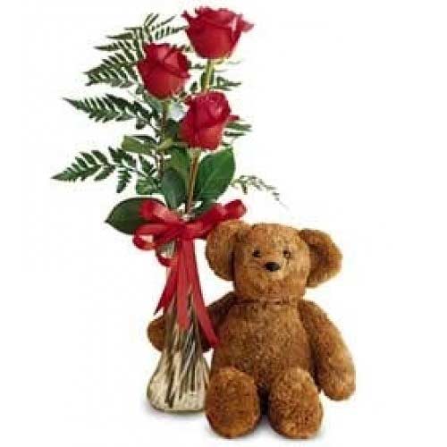3 Red Roses with teddy bear.......  to Sorsogon_philippine.asp