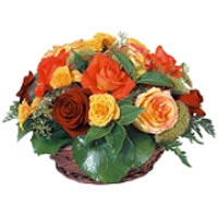 Simple and effective, this basket full of roses is the perfect gift....