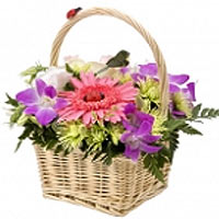 This basket with fresh flowers , absolutely charming design and Sagittarius woma...