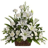 These beautiful long stem white flowers in  basket......  to gyeongju