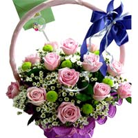 Roses with seasonal flowers in basket  ......  to Daegu
