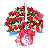 Red Roses with seasonal in a basket  ......  to Jeju_southkorea.asp