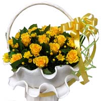 Yellow Roses in basket  ......  to gimcheon_southkorea.asp