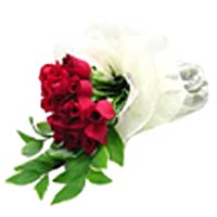 12 Red Roses with greens in bouquet  ......  to Gwangju