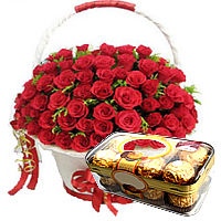 100 stem premium red roses with  Ferrero Rocher bo......  to flowers_delivery_jeollanam do_southkorea.asp