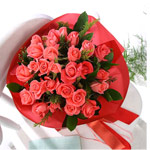 18 dark pink roses arranged with greenery fillers.......  to Daejeon_southkorea.asp
