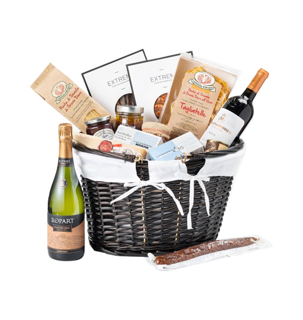 This Basket stocked with delectable treats is fill......  to santander