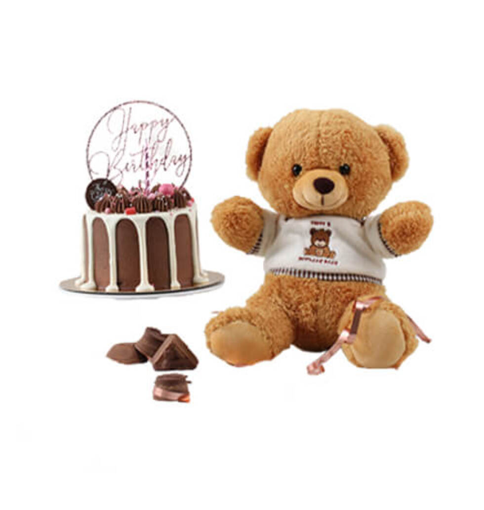 This luscious cake paired with cuddly teddy is th......  to flowers_delivery_buriram_thailand.asp