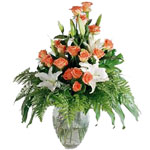 Arrangement of cut flowers in basket / dish  the extraordinary gift  . ...