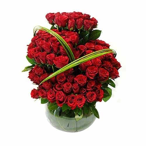 100 sumptuous red roses in a fish rosebowl vase, t......  to flowers_delivery_umm al quwain_uae.asp